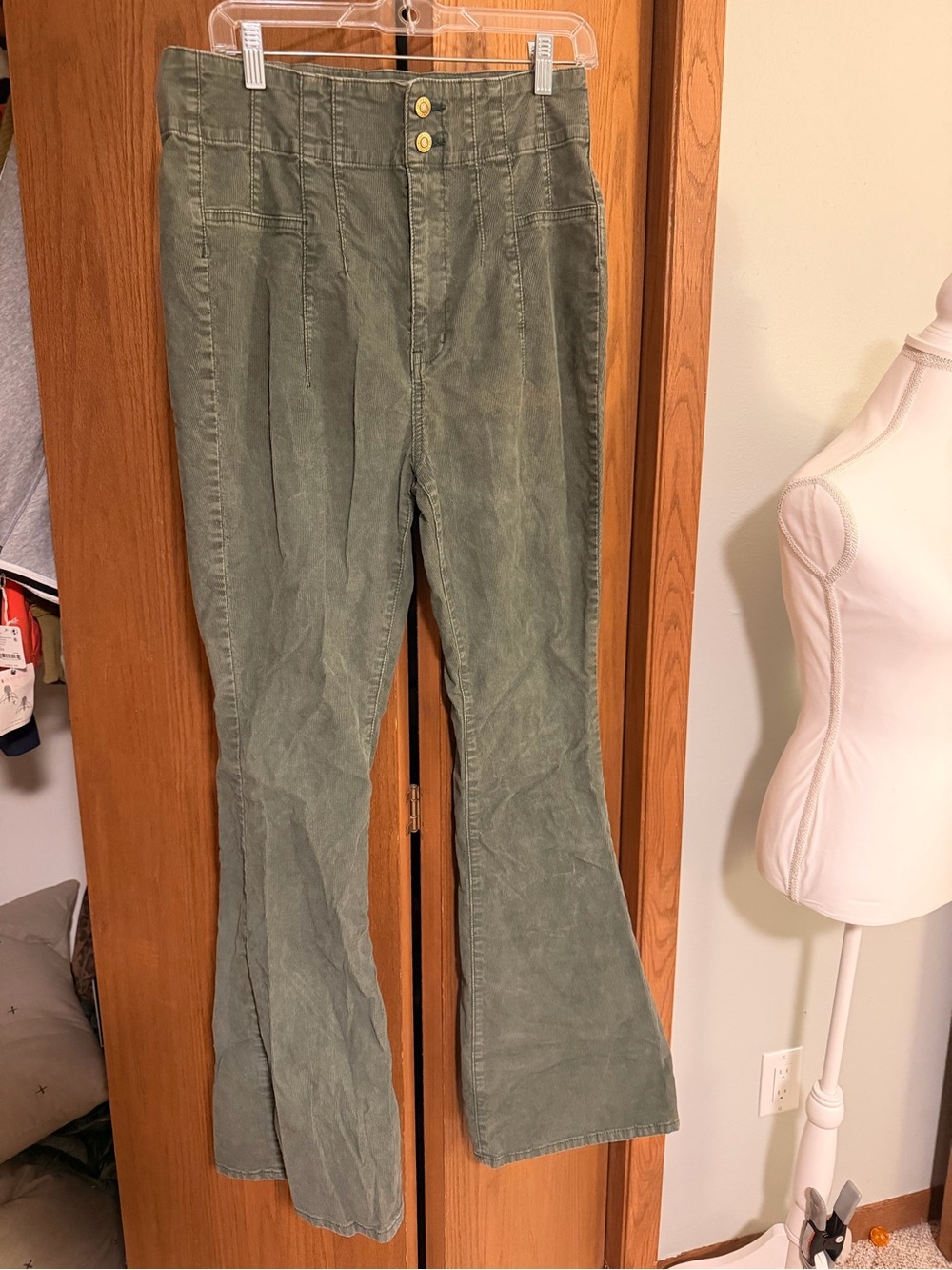 We The Free Olive Green Corduroy Flare Pants